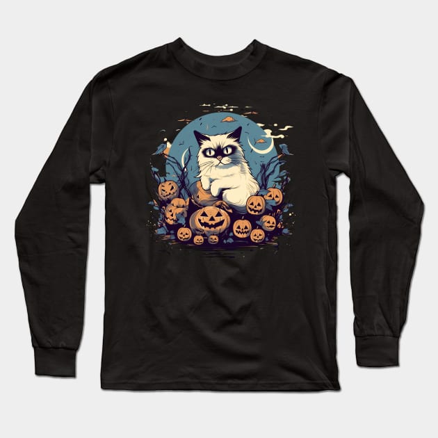 Ragdoll Cat Halloween, Cat Lover Long Sleeve T-Shirt by dukito